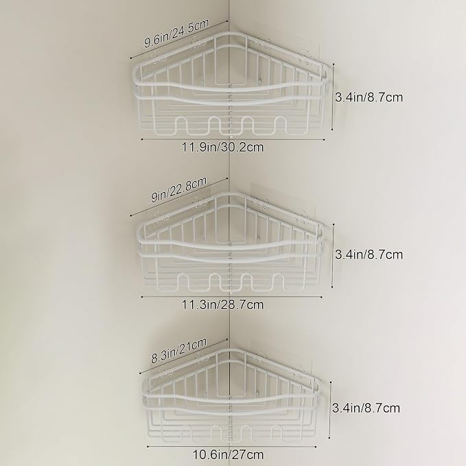 White Shower Caddy Corner, Rustproof Bathroom Organizer Corner - Image 5