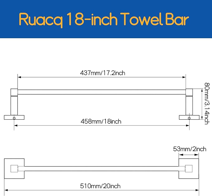 RUACQ Towel Bar 18 inch, Towel Racks - Image 6