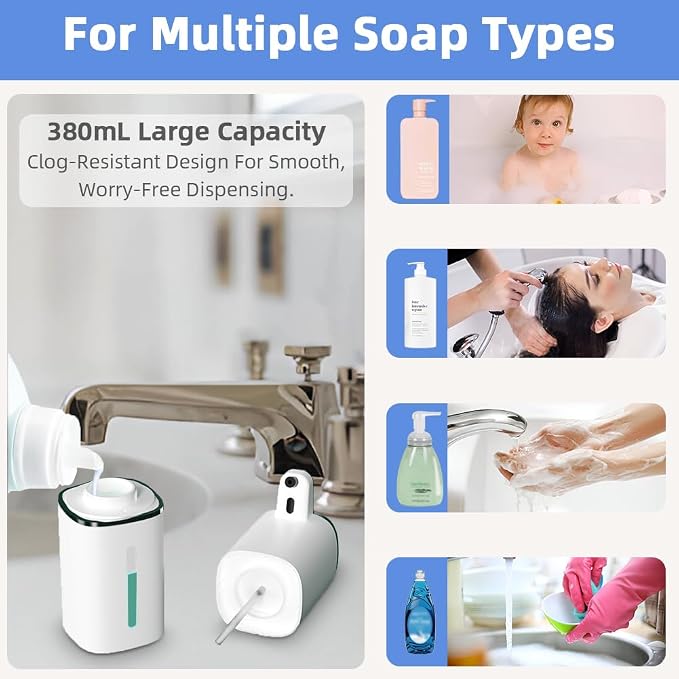 Automatic Liquid Soap Dispenser, 9 Adjustable Levels, 380ml/12.8oz, Auto - Image 5