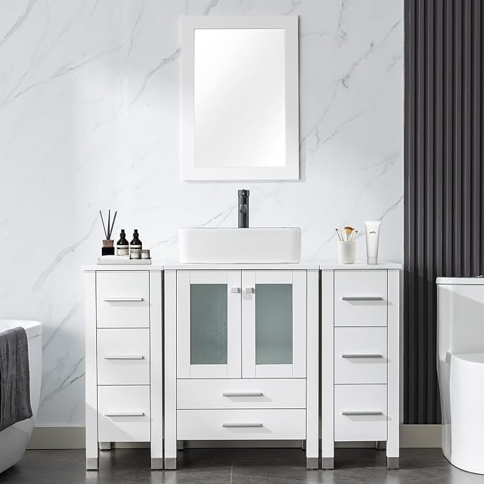 LUCKWIND 48" Bathroom Vanity Sink Combo, 24-inch Main Cabniet by LUCKWIND
