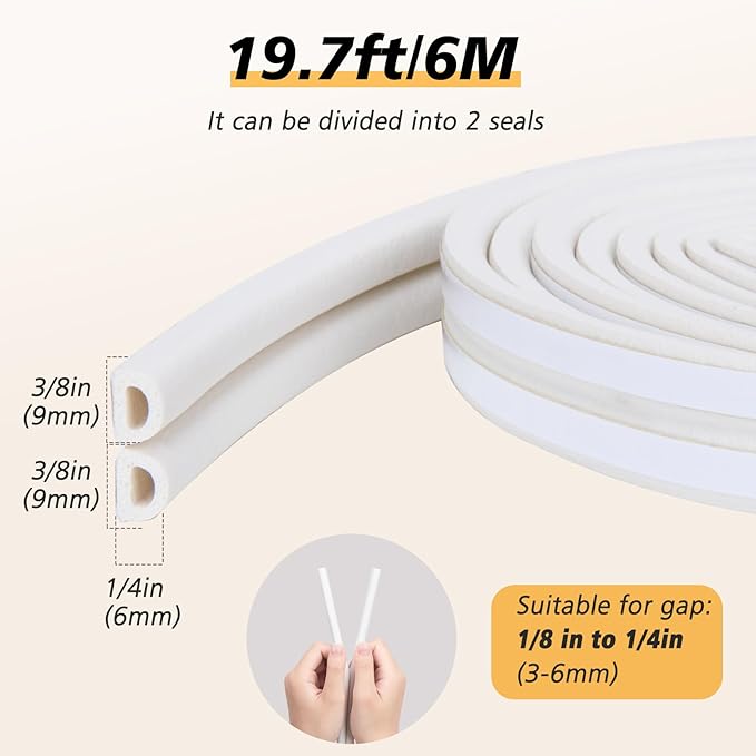 SUNMON D-Type Strip Door Weather Stripping Door Seal Self Adhesive Foam - Image 4