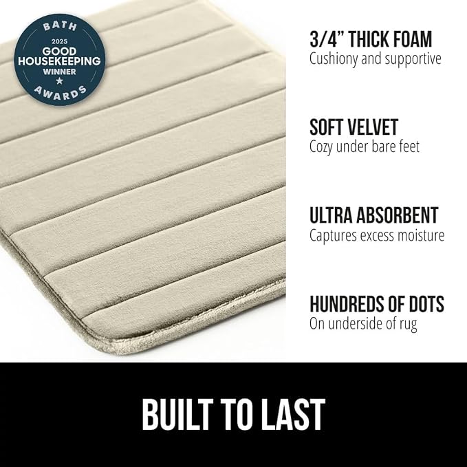 GORILLA GRIP Memory Foam Bath Mat, Soft Absorbent US Designed Bathroom Rug - Image 3