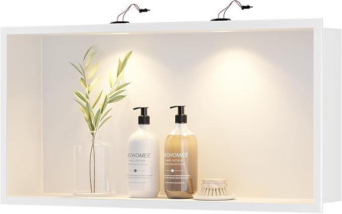 Neodrain Shower Niche with Non-dimmable LED Downlight, 24X12Inch White by Neodrain