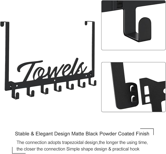 2 Pack Over The Door Hooks, Towel Rack - Image 3