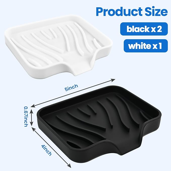 3 Pack Silicone Soap Dish with Drain - Image 2