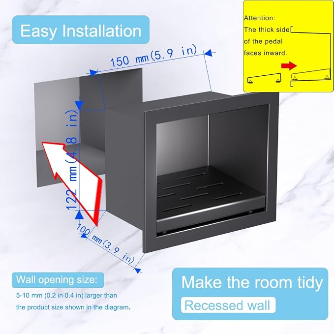 Recessed Wall Soap Holder for Shower Niche, Shower Foot Rest for Shave Legs - Image 5