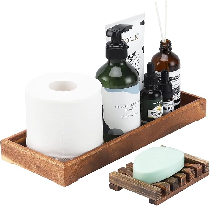 Farmhouse Wooden Vanity Tray Small Rectangle, Rustic Bathroom Tray Bathroom by RAIKEDR