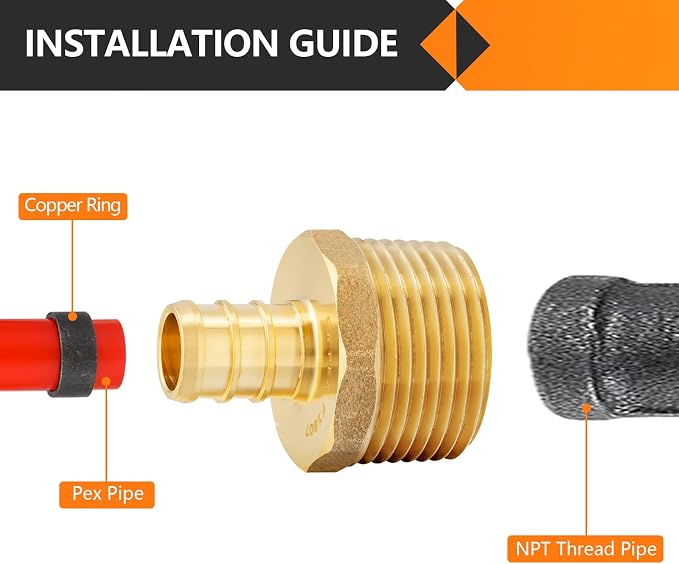 20-Pack HeSun PEX Fittings, 3/4" PEX x 1" Male NPT, Brass Crimp Male Adapter - Image 4