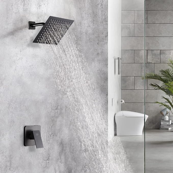 POP SANITARYWARE Matte Black Shower Faucet Set, Bathroom Rainfall Shower System - Image 2