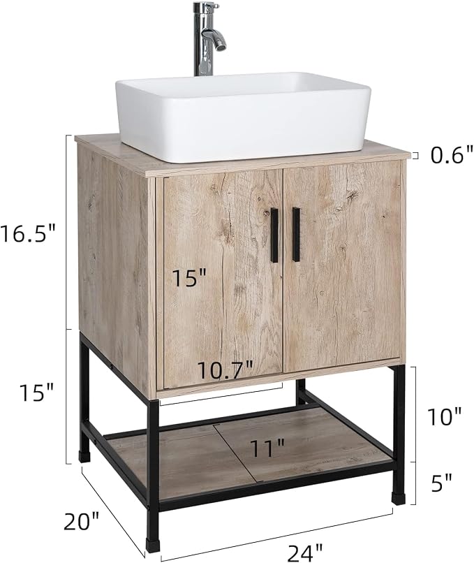 UEV 24" Bathroom Vanity, Oak Color Bathroom Vanity Set - Image 2