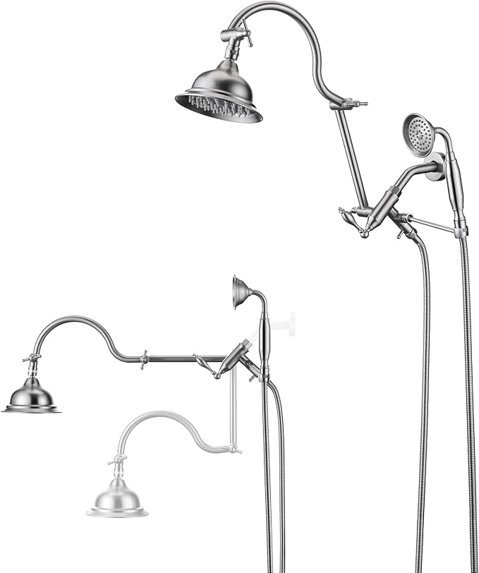 Bagnolux Solid Brass 6" High Pressure Rain Shower Head Combo by BAGNOLUX