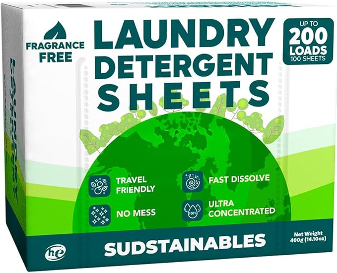 Sudstainables Laundry Detergent Sheets 200 Loads – Dissolvable Laundry Sheet by Sudstainables