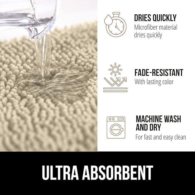 GORILLA GRIP Bath Rug Mat 60x24, Thick Soft Absorbent Chenille, Quick Dry - Image 4