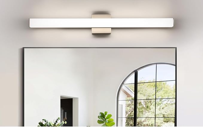 Bathroom Vanity Light Brushed Nickel Square LED 31.5 inch 24W 4000K Natural by Enjoyyourhealthylife