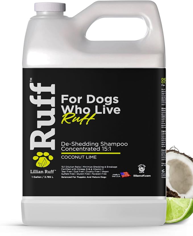 Ruff by Lillian Ruff 15:1 Concentrated Deshedding Dog Shampoo –Professional by LillianRuff