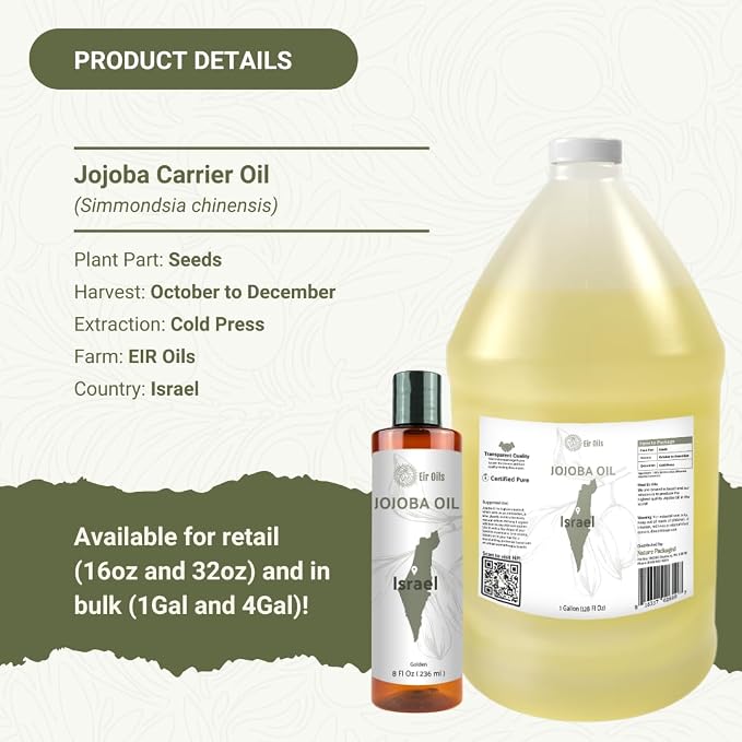 Jojoba Oil - Direct from EIR Oils' Farm in Israel - 100% Pure Carrier Oil - Image 4