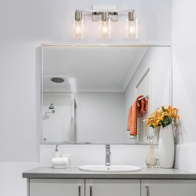3-Light Vanity Lights, Brushed Nickel Vanity Light, - Image 8