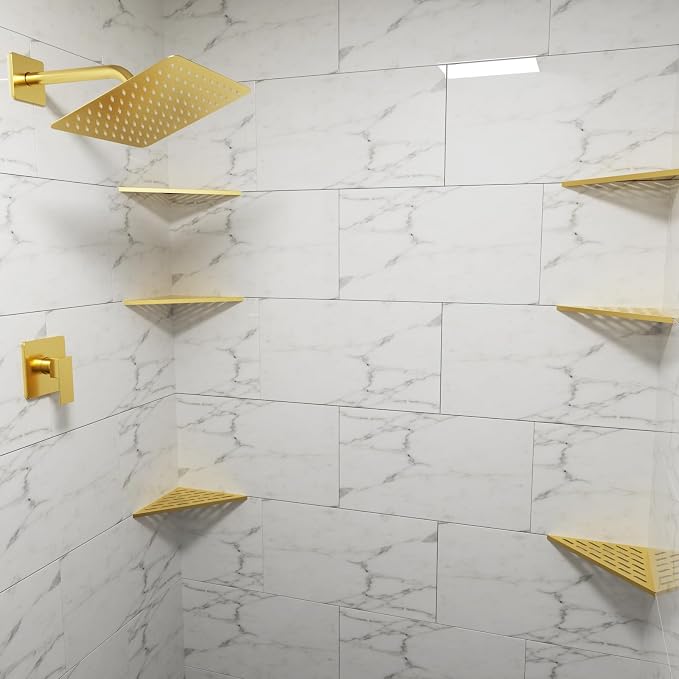 POPFLY 10 Inch Gold Corner Shower Shelf 2 Pack, 304 Stainless Steel Bathroom - Image 8