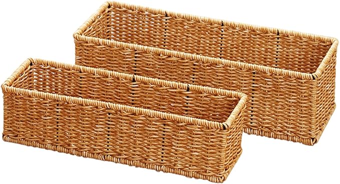 Small Plastic Rattan Baskets for organizing | Bathroom Basket | Wicker Storage by Unknown
