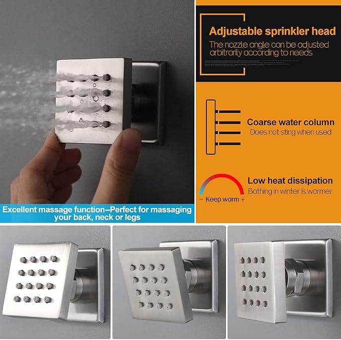 Shower System with Body Jets, 16 Inch Ceiling Mounted Multi Shower Head System - Image 2