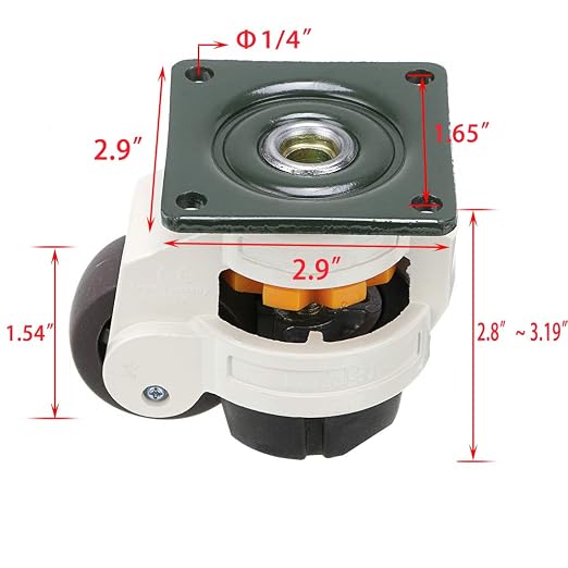 Skelang 4 Pcs 40F Leveling Machine Caster, Top Plate Leveling Wheel - Image 3