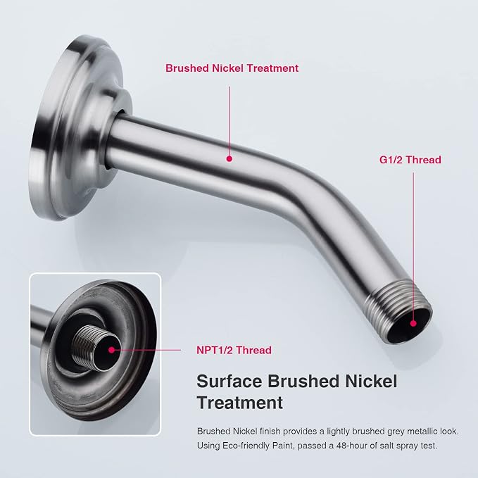 6 Inch Angled Shower Arm with Flange Stainless Steel Wall Mounted Extension Arm - Image 4