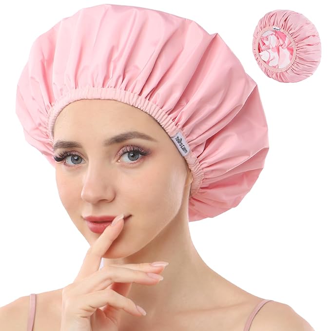 Years Calm Shower Caps For Women Reusable Waterproof，Pattern And Solid Color by Yearscalm