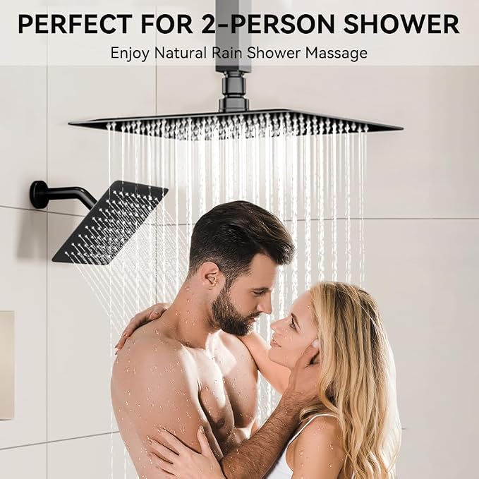 Shower Faucet Set Matte Black Shower System, Can Use All at Once, Thermostatic - Image 4