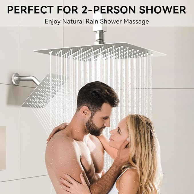 Shower Faucet Set Brushed Nickel Shower System, STARBATH 12+8" Rainfall Shower - Image 4
