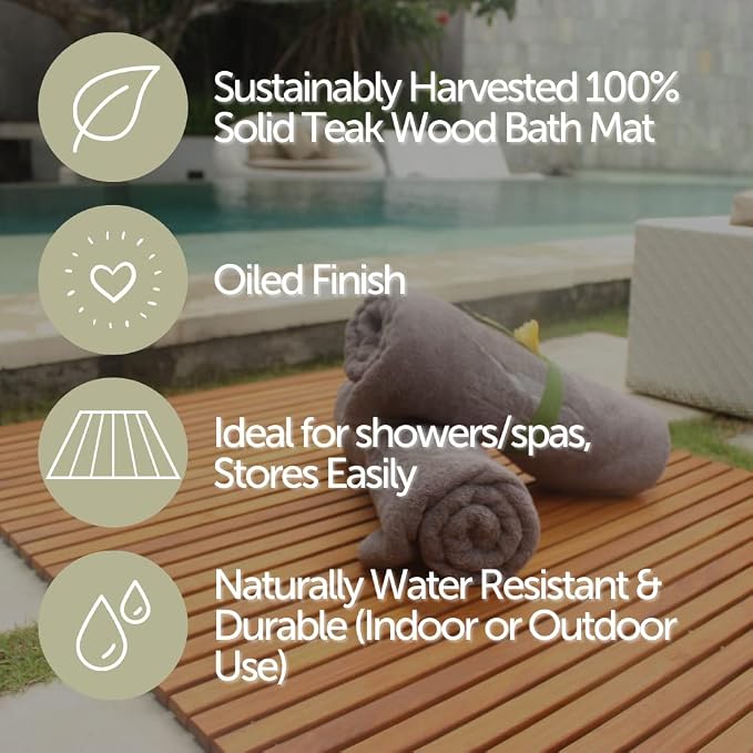 Nordic Style Premium Teak Shower and Bath Mat - Image 5