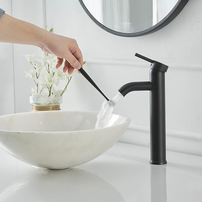 Matte Black Bathroom Faucets, Vessel Sink Faucet One Hole Single Handle Modern - Image 9