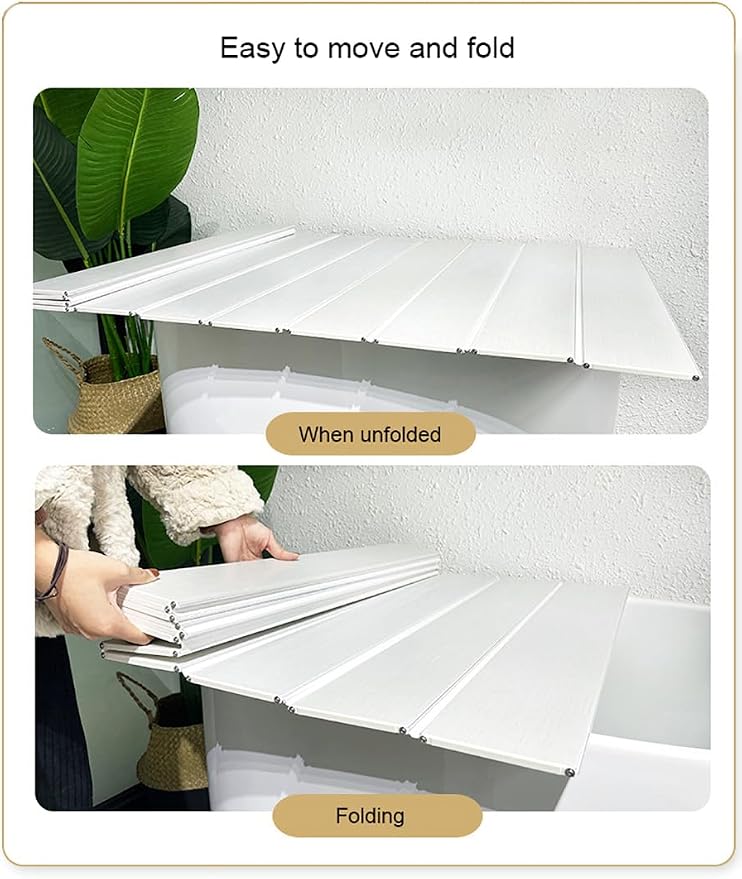 Adjustable Foldable Dust-Proof Bathtub Cover White, Waterproof Shutter Bathtub - Image 6