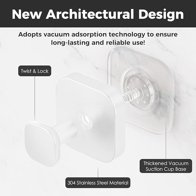Shower Hooks for Inside Shower, Reusable Suction Cup Hooks for Glass Window - Image 3