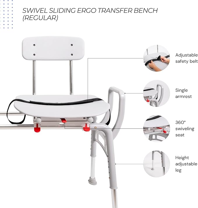 Eagle Health Supplies Sliding Shower Chair Tub Transfer Bench - Image 8