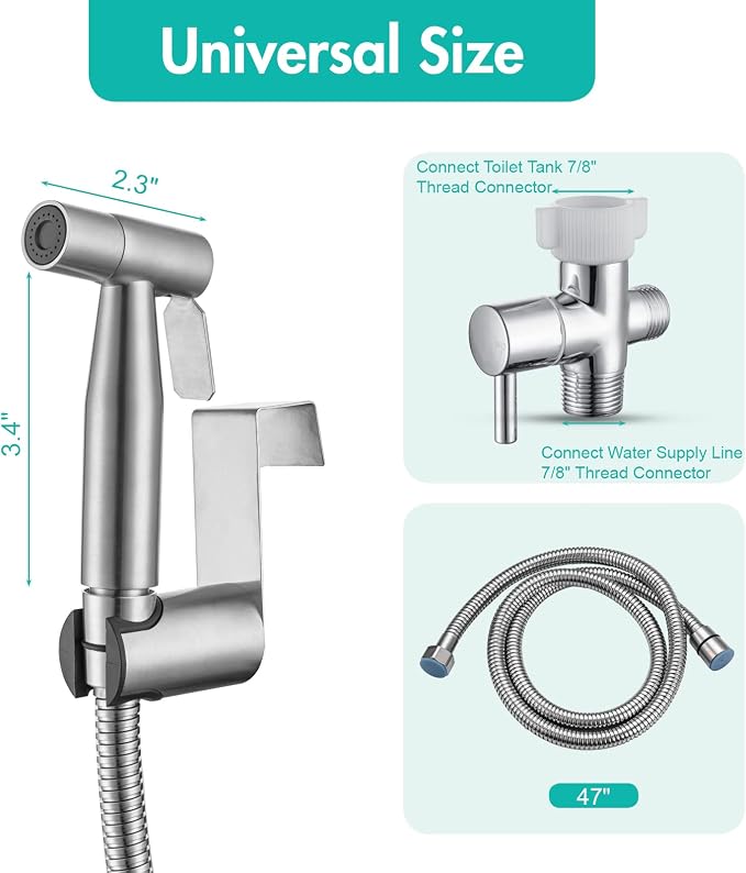 BARROCK Handheld Bidet Sprayer for Toilet, 2 Pack Stainless Steel Metal Made - Image 8