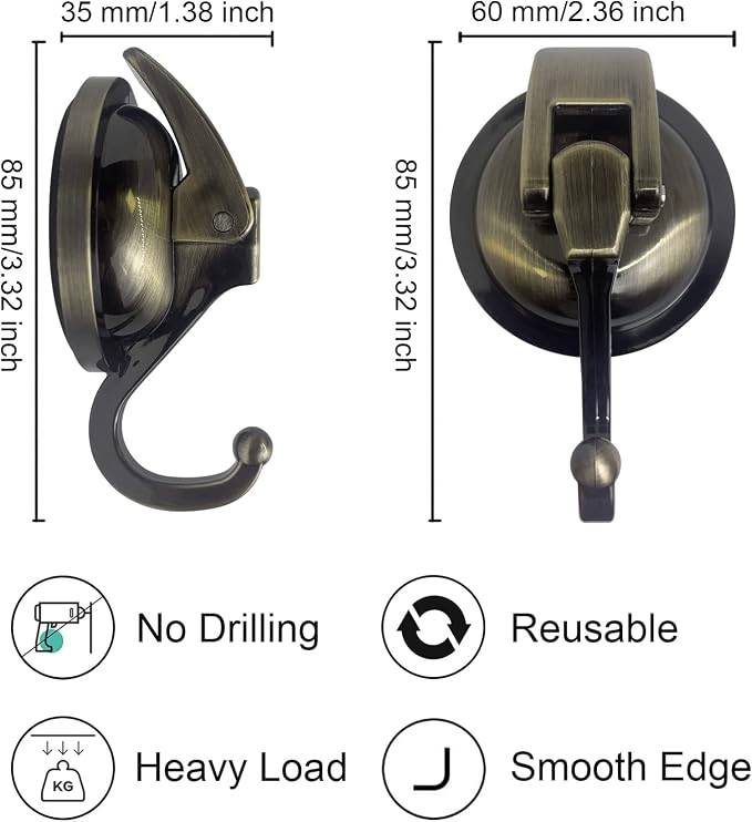 Heavy Duty Suction Cup Hooks for Shower, Bathroom Robe - Image 4