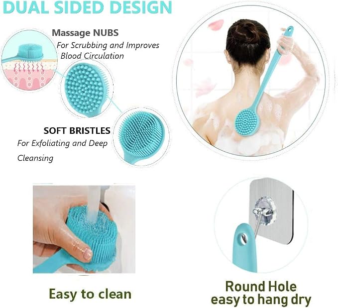 Silicone Body Scrubber, Long Handle Back Scrubber - Image 2