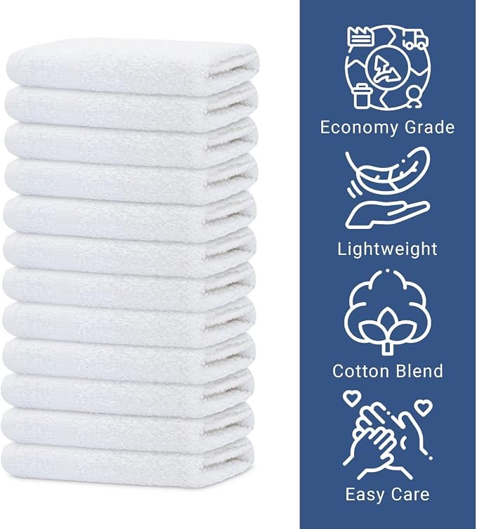 GOLD TEXTILES 120 Pack Economy White Washcloths Set - Image 2