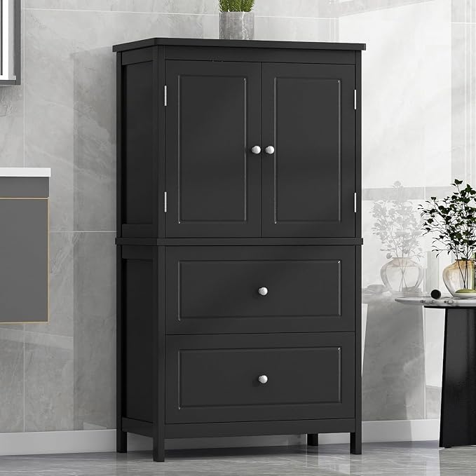 Tall Wide Storage Cabinet, Wood Kitchen Cabinet - Image 3