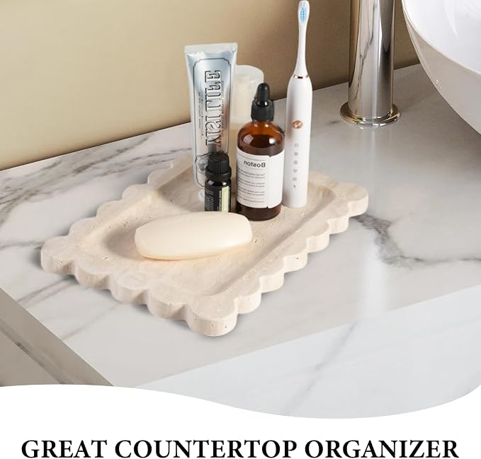 Koville Romano Travertine Vanity Tray, Stone Organizer Tray - Image 7