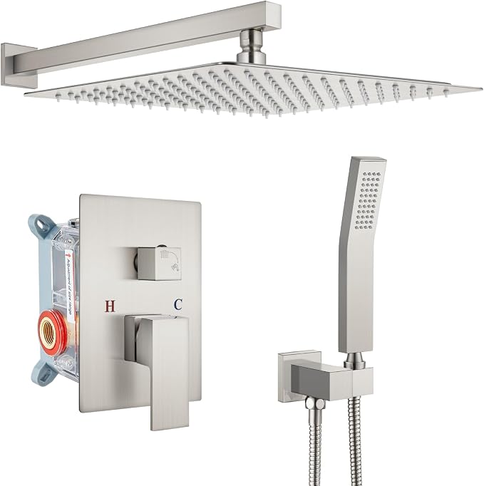 gotonovo Rainfall Bathroom Shower System Rain Shower Head and Handle Set Wall by HOME