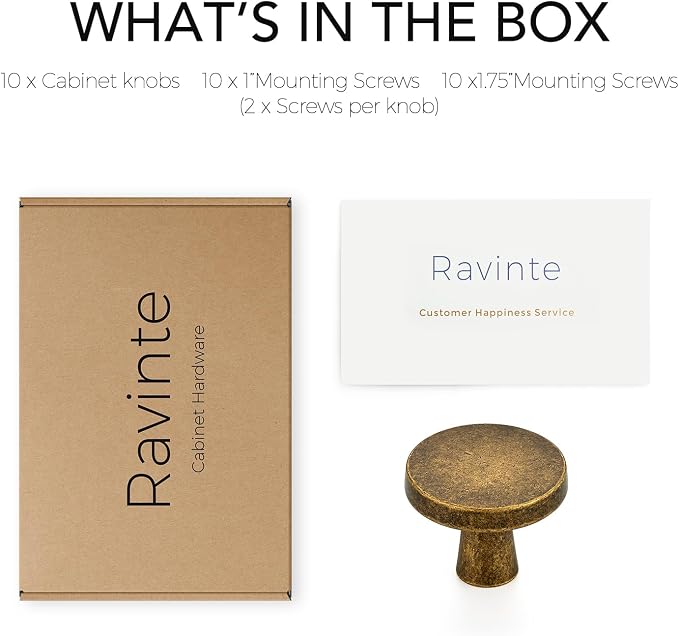 Ravinte 10 Pack Drawer Pulls 1-1/4 Inch Kitchen Cabinet Knobs Solid Round - Image 7