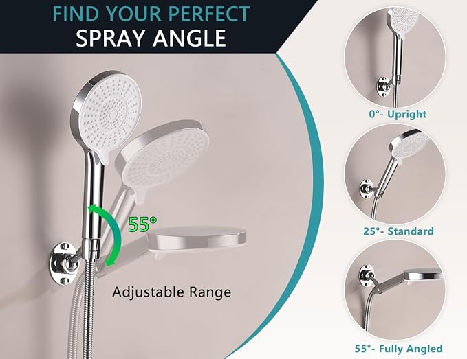 Adjustable Shower Head Holder Wall Mount, Solid Brass Handheld Shower Bracket - Image 4