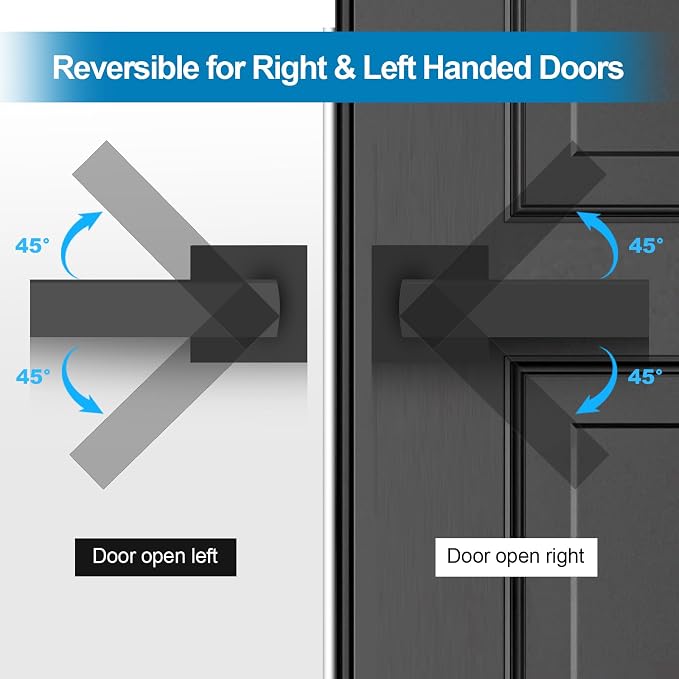 Passage Door Lever, 8 Pack Matte Black Interior Door Handles - Image 7