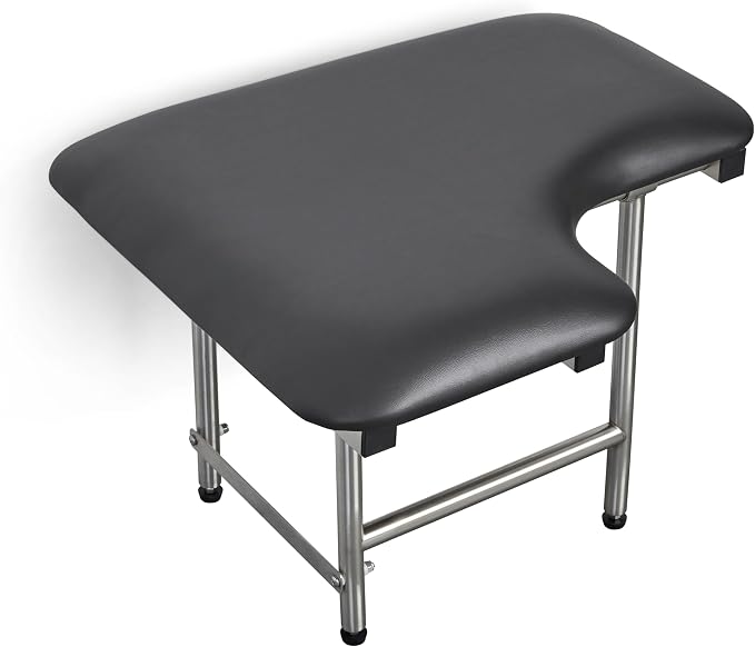 28" x 22.5" Black Padded Wall Mount Folding Right-Handed Transfer Bench Shower - Image 5
