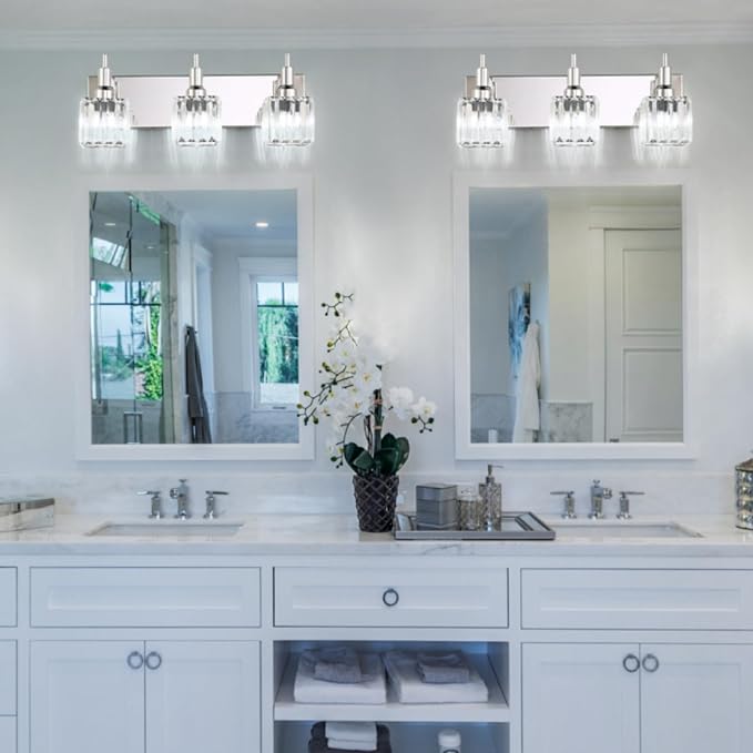 Modern Crystal Bathroom Vanity Light 3-Light Wall Light Fixtures Over Mirror - Image 6
