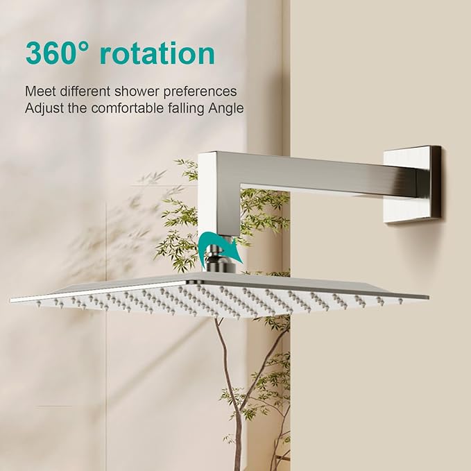 Square Rain Shower Head, High Flow Stainless Steel, Work - Image 7