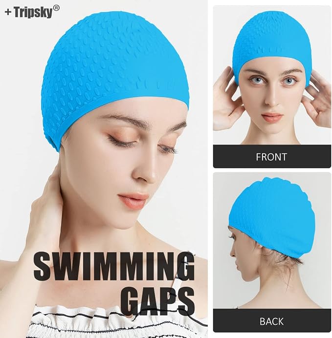Tripsky Silicone Swim Cap, Comfortable Bathing Cap Ideal - Image 5