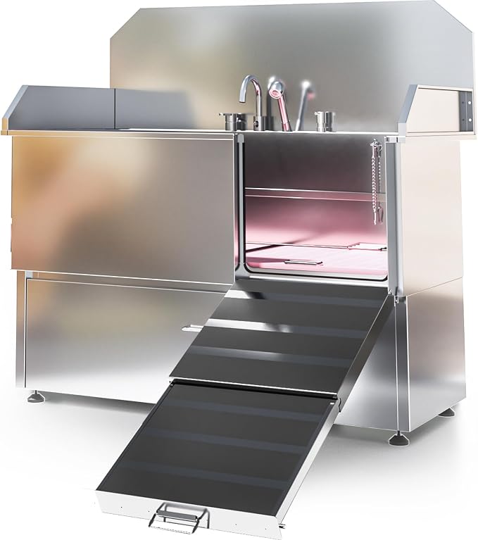 Dog Washing Station – 61 inch Professional 304 Stainless Steel Grooming Tub by Unknown