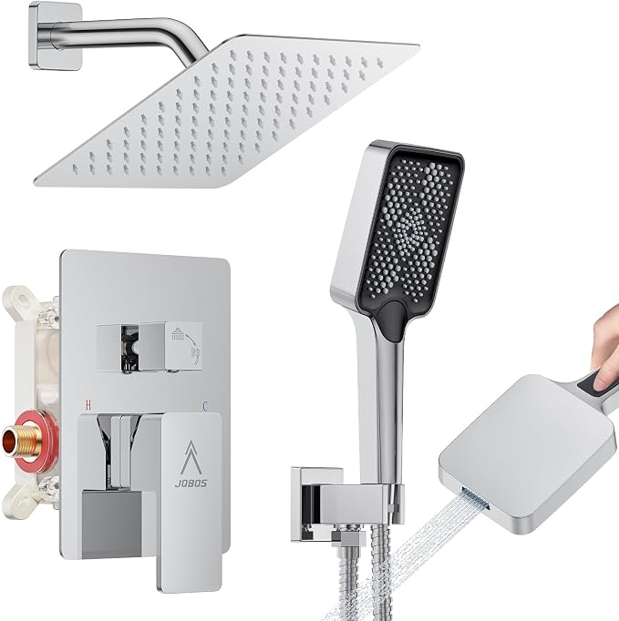 Shower System Modern Rain 8 inches Brass Faucet Set by JQBQS